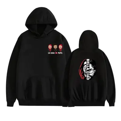 Red Printed Hooded Sweatshirt for Men Women New Perimeter Paper Money Heist