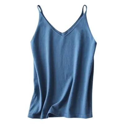 Women's Knitted Sleeveless V-Neck Top Tan Autumn 2019