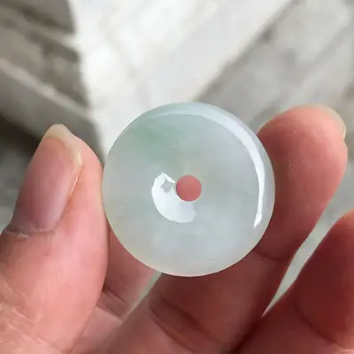 Light White Jade Safety Buckle with Central Hole