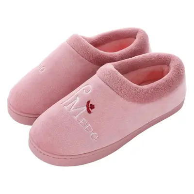 Women's Fleece Lined Winter Slippers Pink Grey