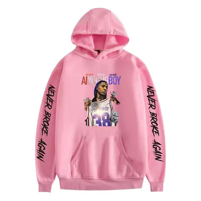 2019 Nev Rapper Pink Hoodie with "Never Rose Again" Print