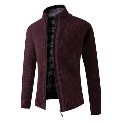Men's Grey Thick Crossbody Cardigan Long Sleeve Sweater