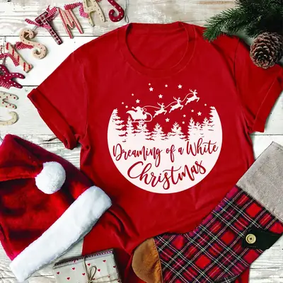 Flying Deer Christmas T-Shirt Small Navy