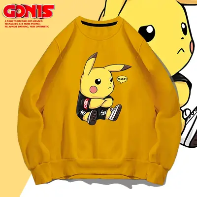 White Pikachu Graphic Sweatshirt for Men Women Loose Fit