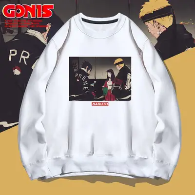 Naruto Anime Cotton Sweatshirt Black Round Neck