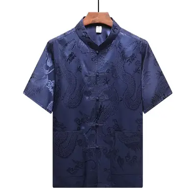 Middle-aged Chinese Tang Suit Top Red Floral 40+