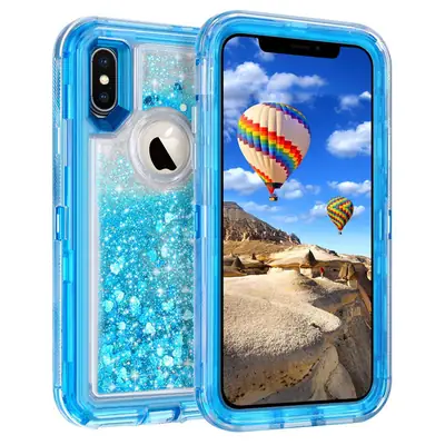 iPhone XR Liquid Glitter Anti-Fall Cover 3-in-1