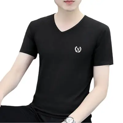 Men's Short Sleeve T-Shirt Black Crew Neck Summer Casual