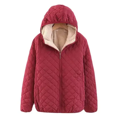 Blue Quilted Hooded Coat for Women Winter Warm