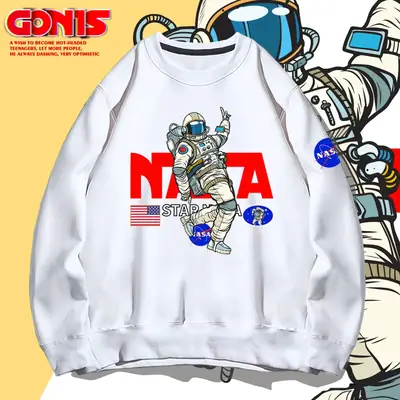 NASA Men's White Sweatshirt with Robot Print