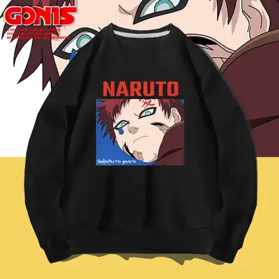 Naruto Anime Men's Black Sweatshirt Loose Fit