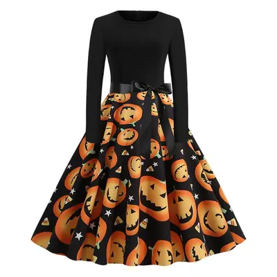 Black Polka Dot Belted Skirt Set for Women
