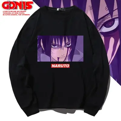 Naruto Sasuke Long Sleeve T-Shirt White Pure Cotton