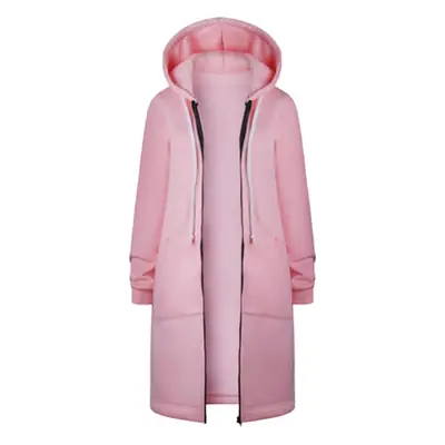 Black Full-Zip Hooded Sweatshirt Women Winter Coat