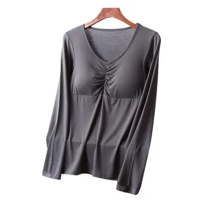 Women's Long Sleeve Modal T-Shirt with Chest Pad