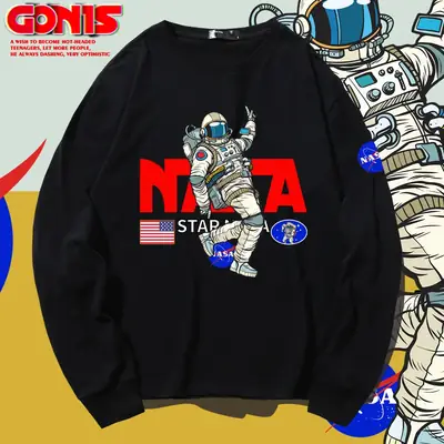 NASA Astronaut Long Sleeve T-Shirt Red Cotton