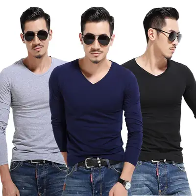 Men's Long Sleeve Slim Fit T-Shirt Olive Green