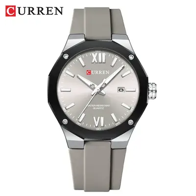 Men's Silver Quartz Wrist Watch with Calendar