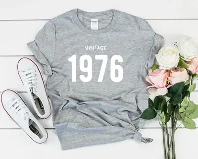 VINTAGE 1976 T-Shirt for Men Women Gray