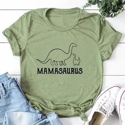 Mamasauros T-Shirt Green Cotton for Men Women