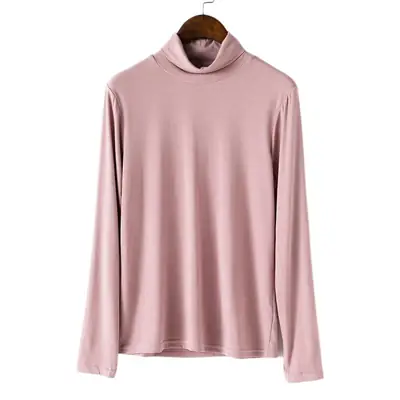 Women Black Long Sleeve T-Shirt with High Collar
