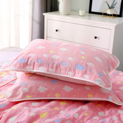 Children Cotton Cartoon Pillow Towel Set Blue