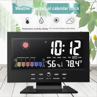 LED Desk Alarm Clock with Temperature and Humidity