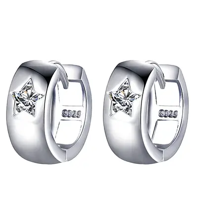 Five Point Star Zircon Earrings Silver Plated for Women