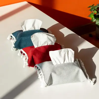 Ins Style Cotton Linen Tissue Bags Set of 5