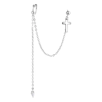 Single Cross Earrings for Women Silver Chain Earrings