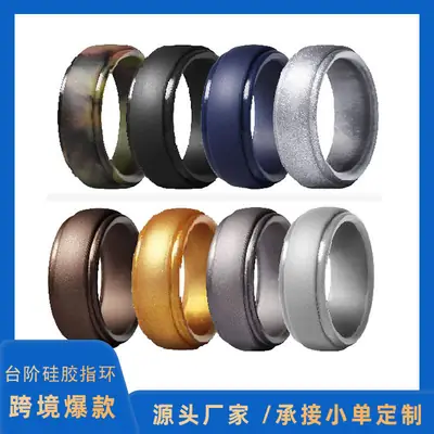Black Silicone Curved Men's Ring Joint Design