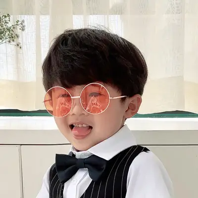 Children Antique Round Metal Sunglasses Baby 2-8Yrs