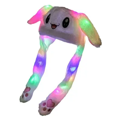 White Plush Cartoon Rabbit Ear Moving Hat for Kids