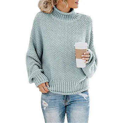 Green Thick-Line Knit Coat for Women