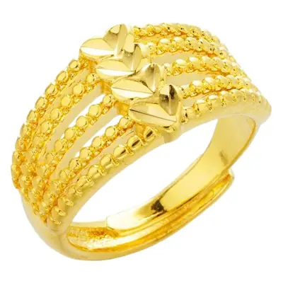 Gold Multi-Line Love Ring with Cross Design
