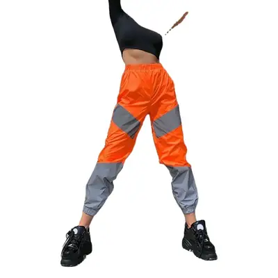 2024 Pink Grey Jogger Pants with Reflective Stripe