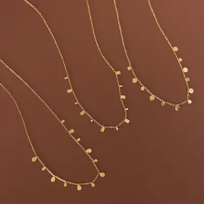 Titanium Steel Plated Clavicle Chain with Geometric Drops