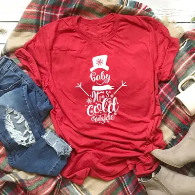 Unisex Christmas Baby T-Shirt Red Letter Short Sleeve