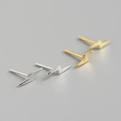 S925 Sterling Silver Lightning Earrings Mini Small