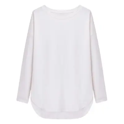 Women Long Sleeve Solid White T-Shirt 2022