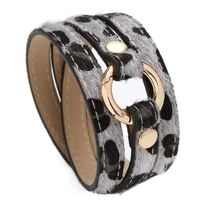 Women's Titanium Steel Leopard Print Wrap Bracelet
