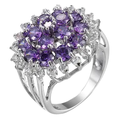 Purple Zircon Ring for Women Geometric Design