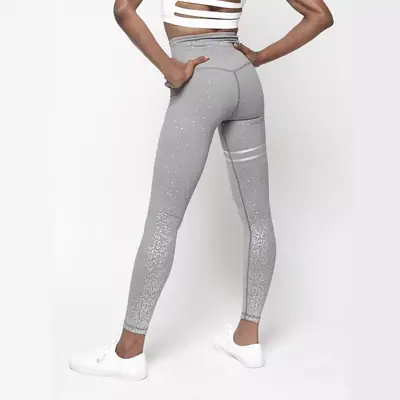 Pink Sequined Slim Fit Yoga Pants for Women