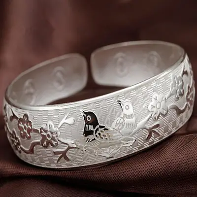 Silver Plum Blossom Eyebrow Bracelet for Women