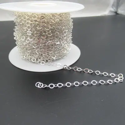 Sterling Silver S925 Cross Chain Bare Chain Loose Calendered Sweater Chain