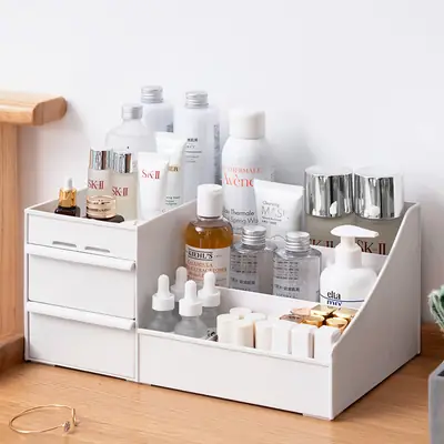 White Drawer Type Cosmetic Storage Box 28x17x13