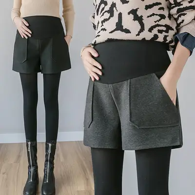 2023 Wool Wide Leg Shorts for Women Black