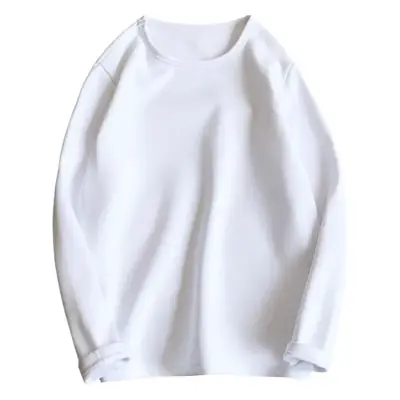 Men Fleece Lined Long Sleeve T-Shirt White