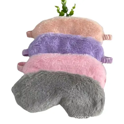 Pink Faux Fur Eye Mask for Girls Women Sleep Protection