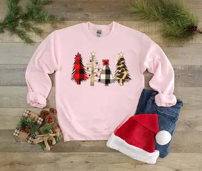 Christmas Tree Lettered Crewneck Sweatshirt Grey